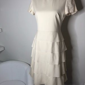 Valentino Technocouture Tiered Dress | Cream | Size 6